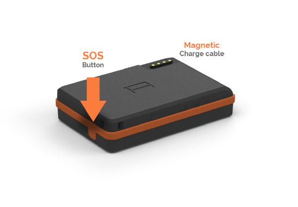 Panic / SOS Button on Lightbug Zero GPS Tracker with magnetic charging