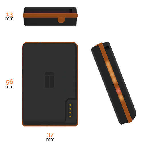 Dimensions for tiny GPS Tracker Lightbug Zero - 53 x 38 x12 mm
