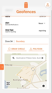 App screenshot showing Setting up a geofence or safe-zone step 4