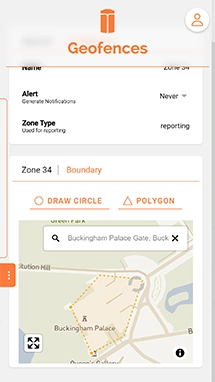 App screenshot showing Setting up a geofence or safe-zone step 5