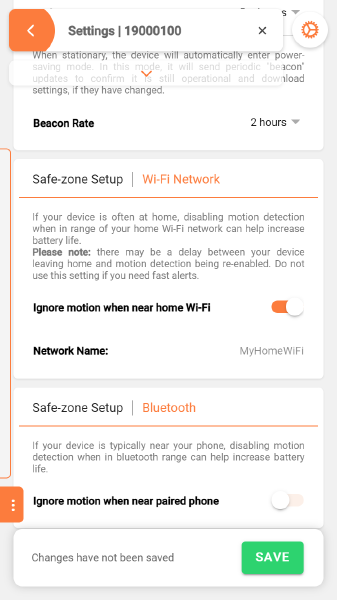 Wi-Fi safe-zone virtual area for home and office power saving